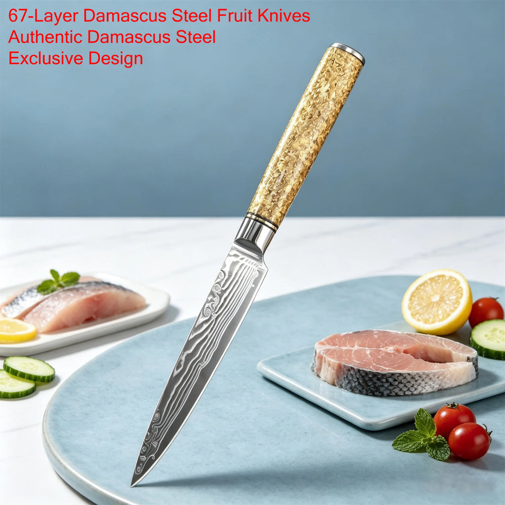 Damascus Steel 67-Layer Paring Knife – Sharp Kitchen Knife Damascus Paring Knife Axl
