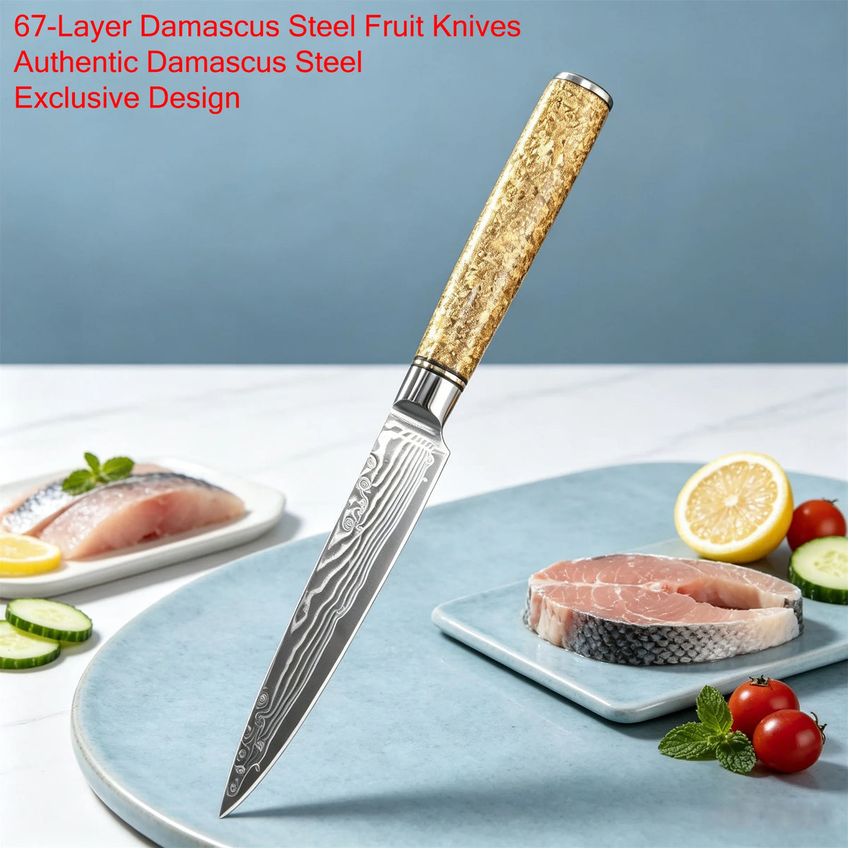 Damascus Steel 67-Layer Paring Knife – Sharp Kitchen Knife Damascus Paring Knife Axl