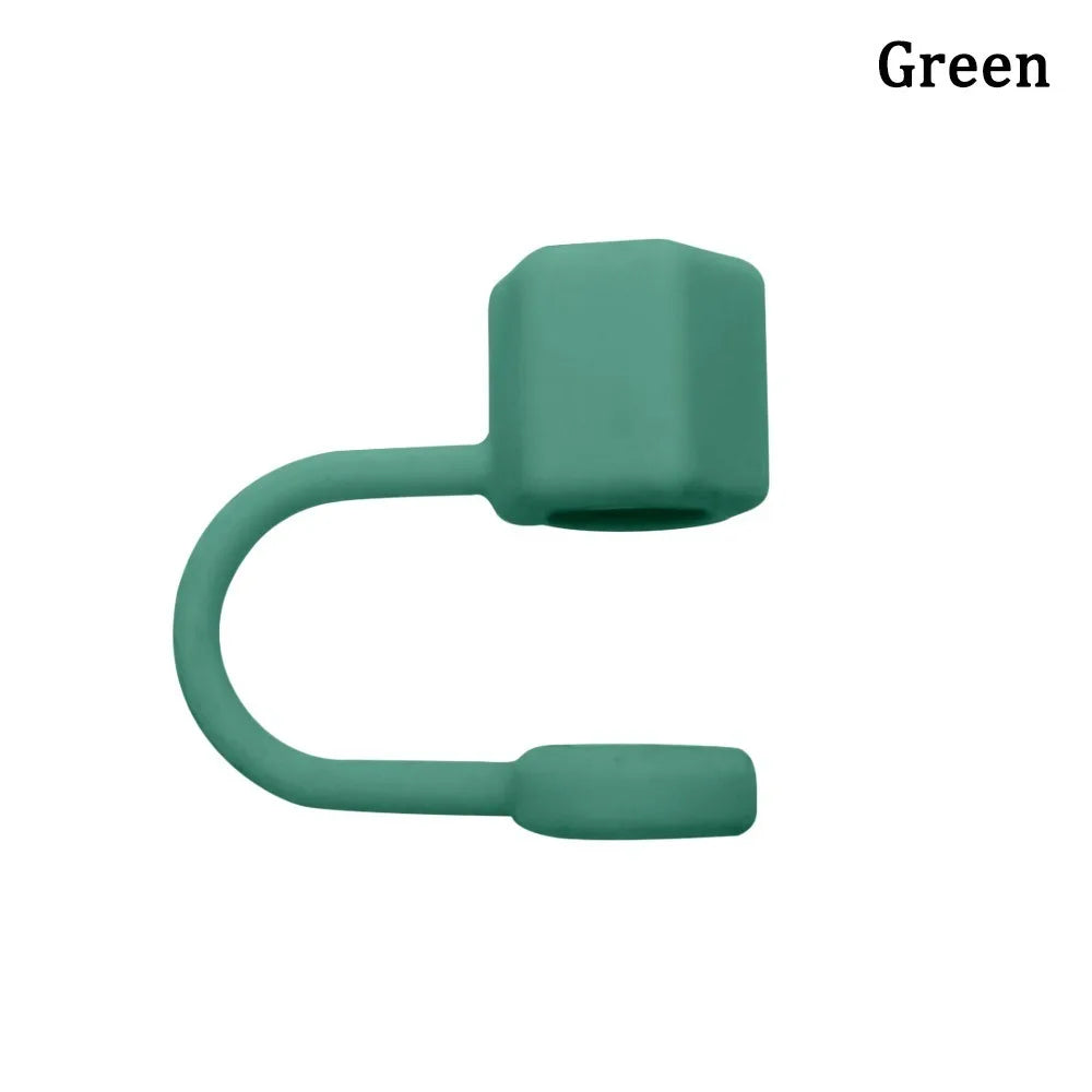 Silicone Straw Caps 3-Pack – 10mm Dustproof Straw Toppers Straw Accessories Axl Green