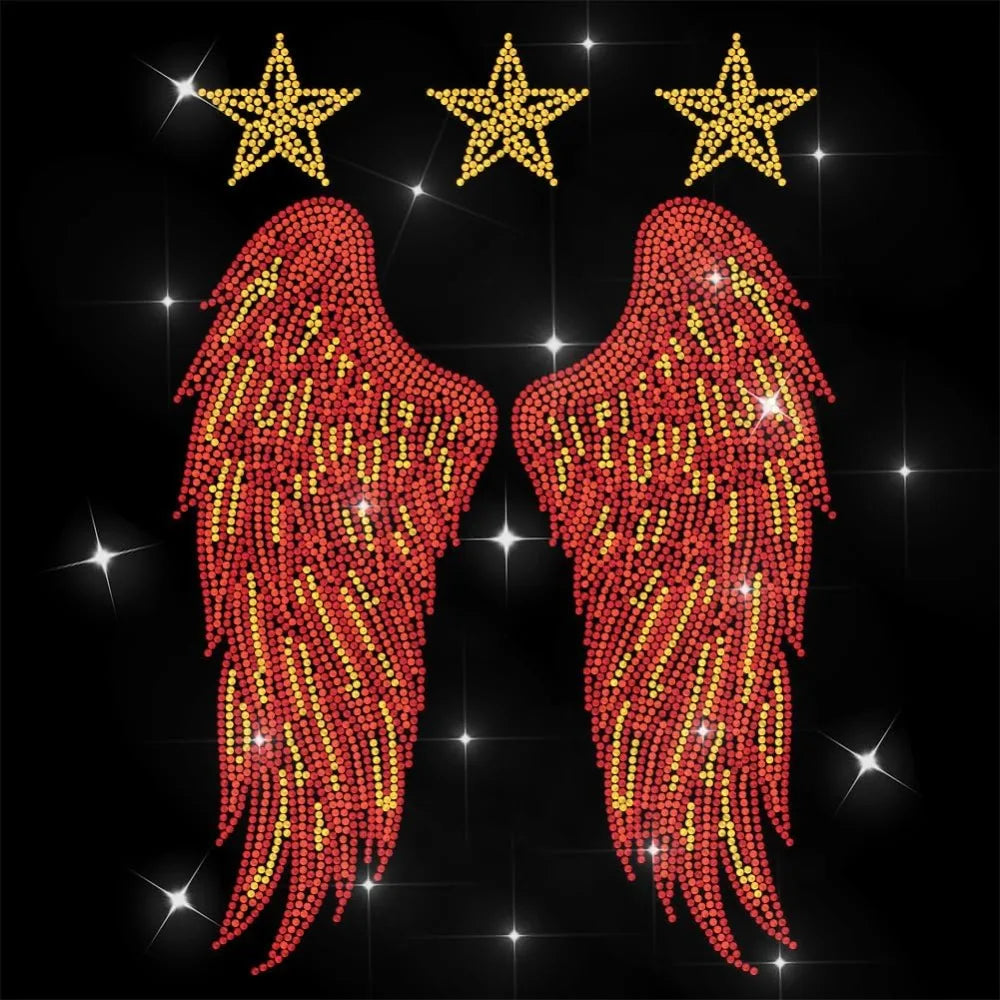 Glass Rhinestone Iron-On Appliqué – Star & Wing Patch 29.7x21cm Iron-On Rhinestone Patch Axl AECH04-17626