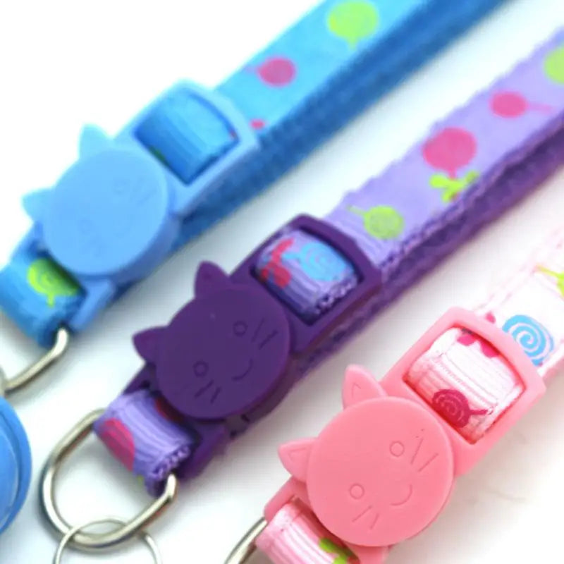 Adjustable Cat Collar with Safety Buckle, Bell & Cartoon Design Cat Collar Axl