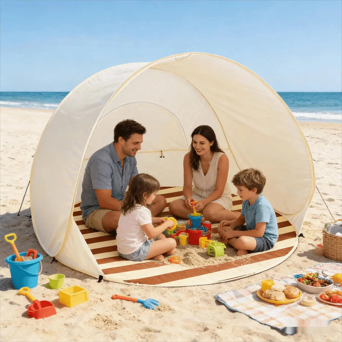 Pop-Up Beach Tent 3–4 Person | UPF 50+ UV Sun Shelter Canopy Pop-Up Beach Tent Axl