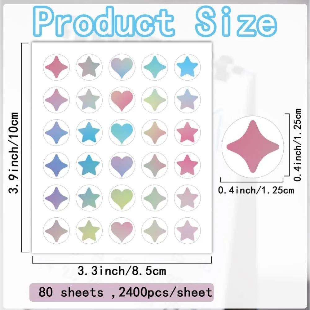 80-Sheet PVC Round Plan Stickers Set – Mixed Shapes 100x85mm Decorative Sticker Set Axl
