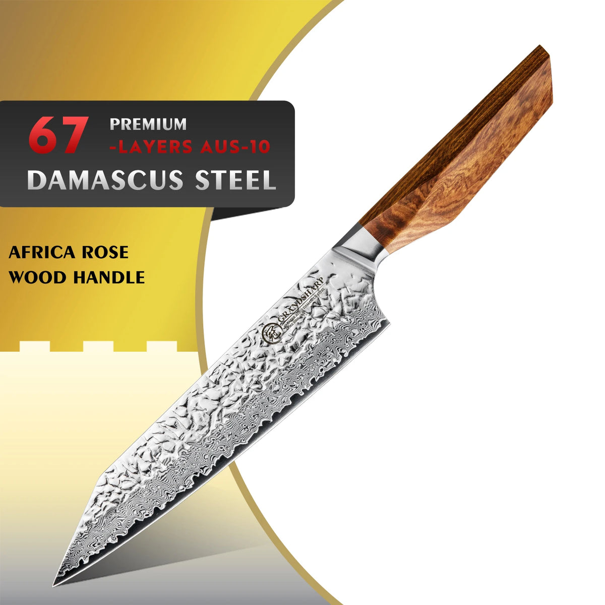 Grandsharp 8" Kiritsuke Knife – 67-Layer Damascus Steel AUS-10 Damascus Chef Knife Axl