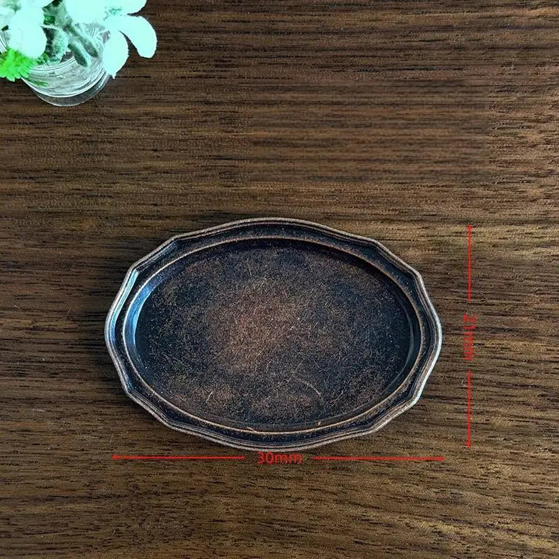 1/12 Dollhouse Miniature Oval Metal Dish – Retro Kitchen Plate Dollhouse Accessory Axl A3