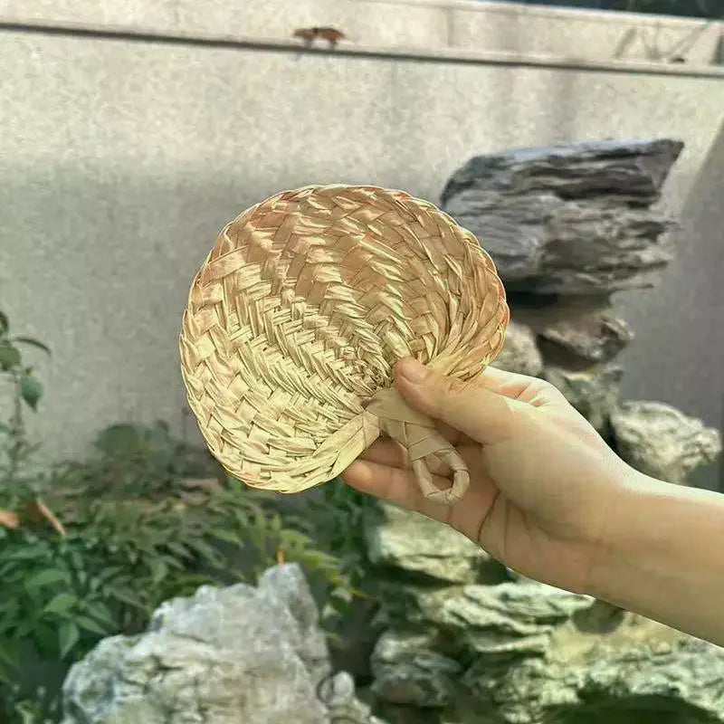 Vintage Handmade Palm Leaf Fan – Natural Foldable Cooling Fan Handheld Decorative Fan Axl