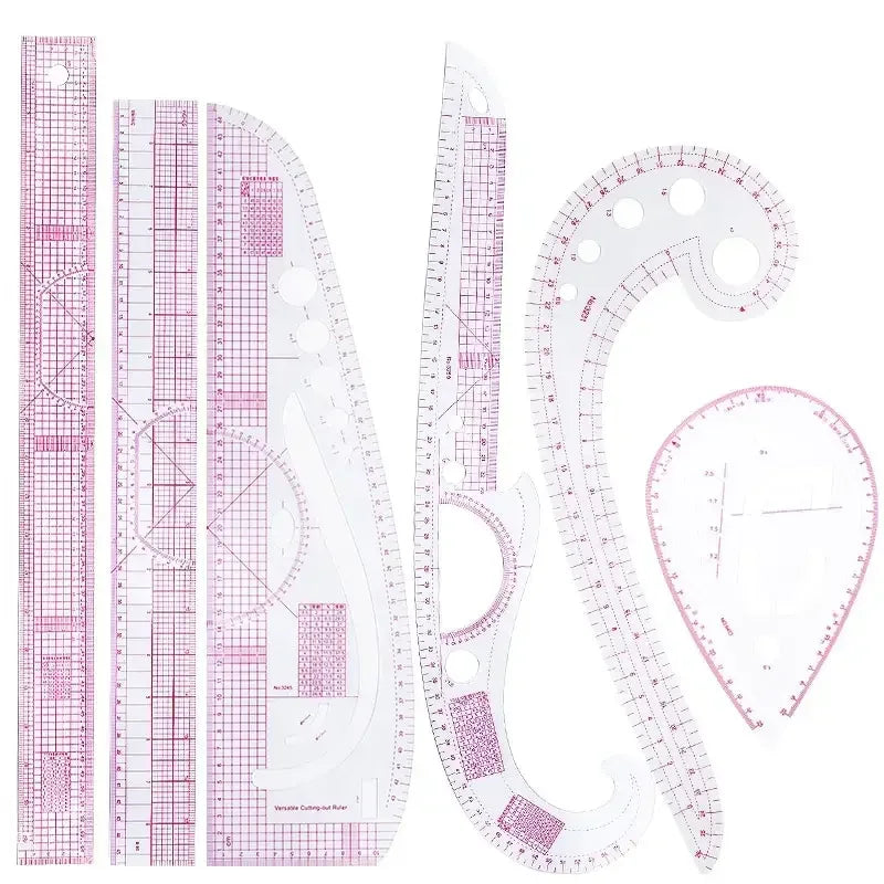 6-Piece French Curve Ruler Set for Sewing & Pattern Drafting Sewing Ruler Set Axl Default Title