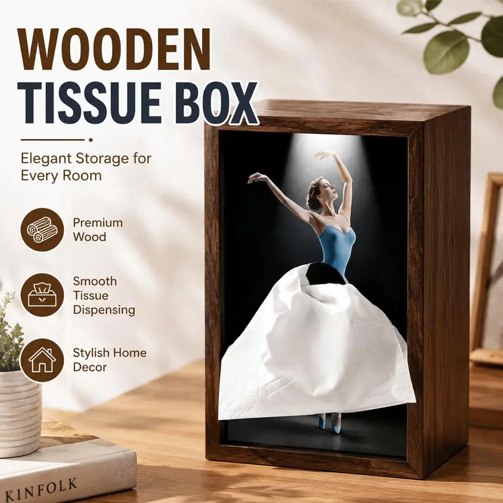 Ballerina Wooden Tissue Box Cover | Ballet Dancer Napkin Holder Decorative Tissue Box Cover Axl