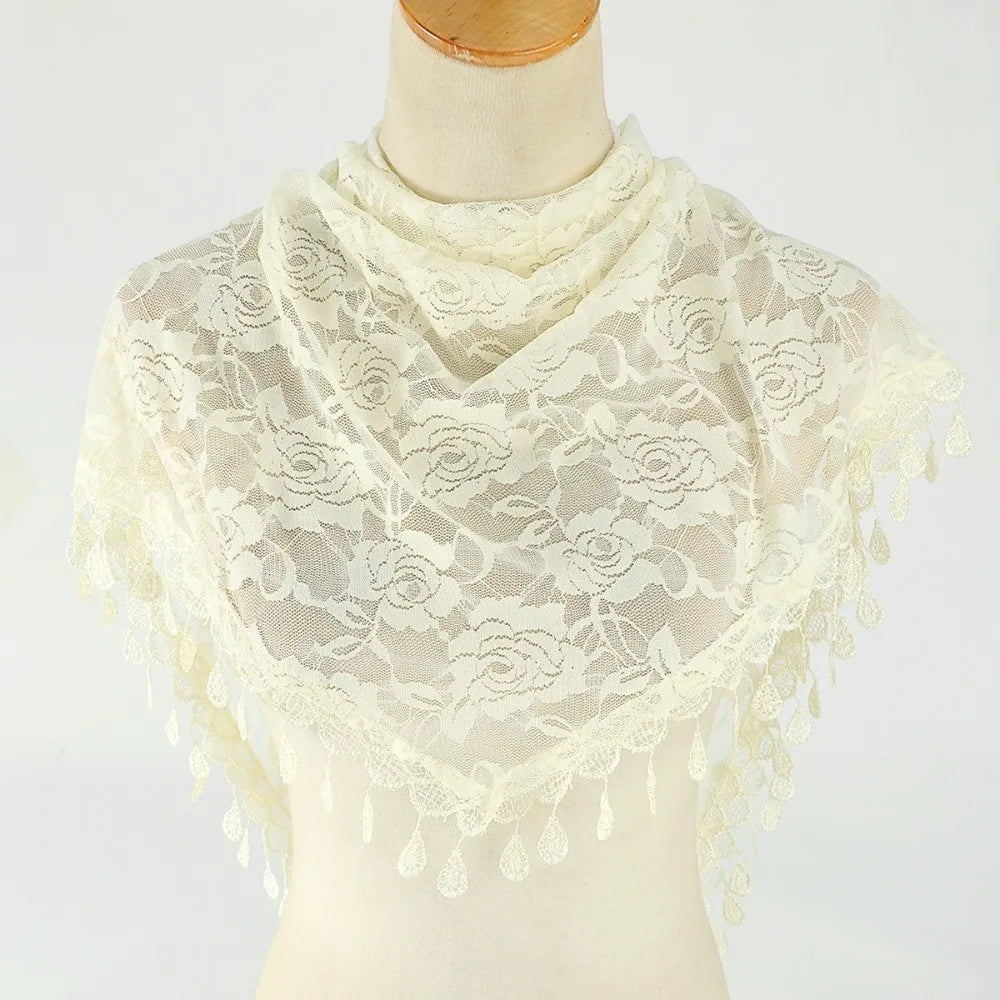 Floral Triangle Scarf Wrap with Tassels – Women's Headband Triangle Scarf Wrap Axl