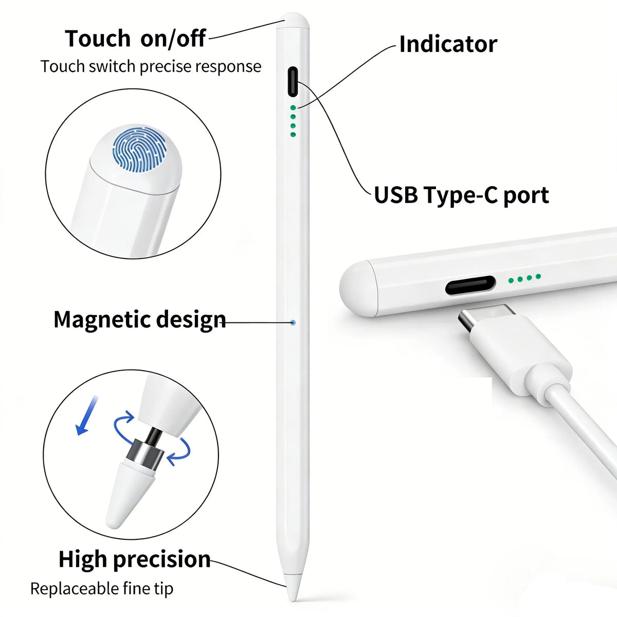 iPad Stylus Pencil 2018–2025 | Magnetic Charging & Palm Rejection iPad Stylus Pencil Axl