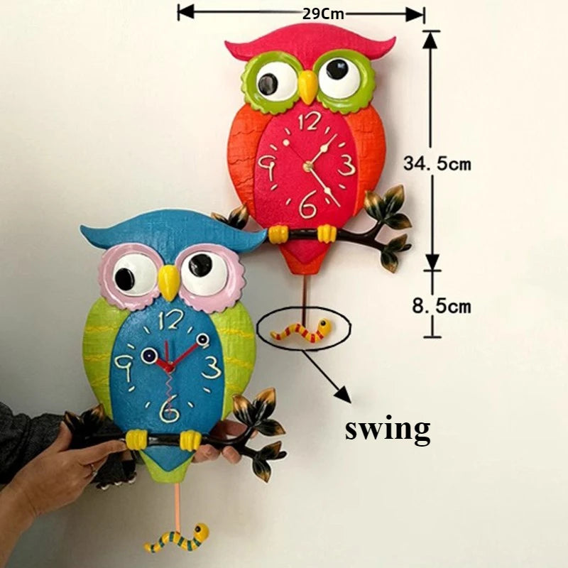 Owl Luminous Pendulum Wall Clock – Silent 16-Inch Resin Decor Decorative Wall Clock Axl