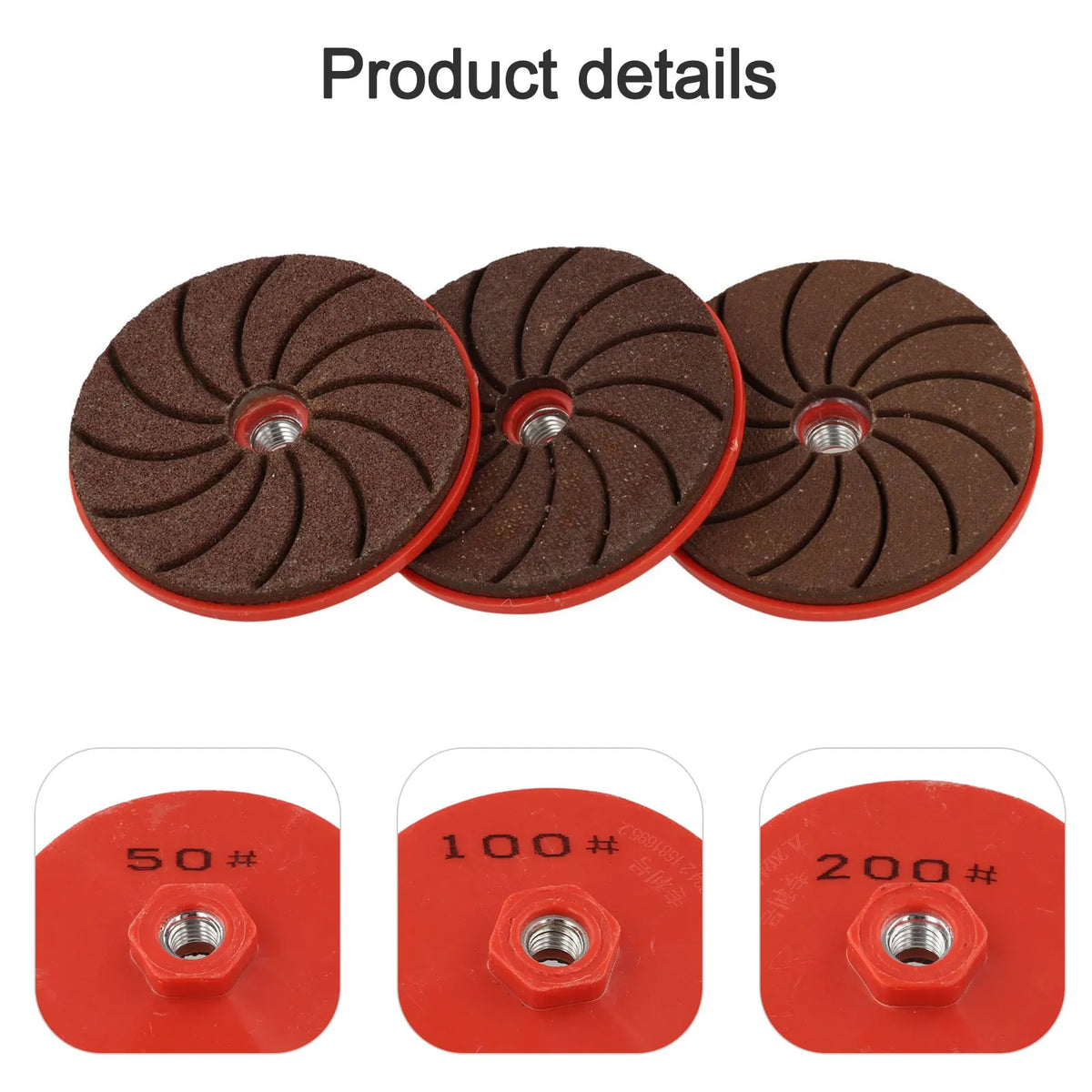 3-Pack Angle Grinder Grinding Discs | 50/100/200 Grit Silicon Carbide Grinding Disc Set Axl Red M10 China Mainland