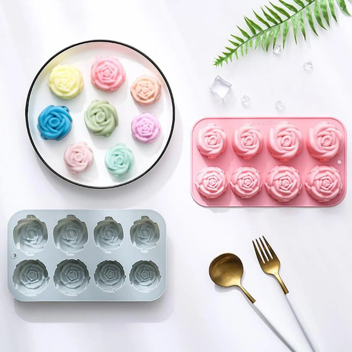 Rose Silicone Cupcake Molds – 8-Cavity Nonstick Baking Pan Silicone Baking Mold Axl