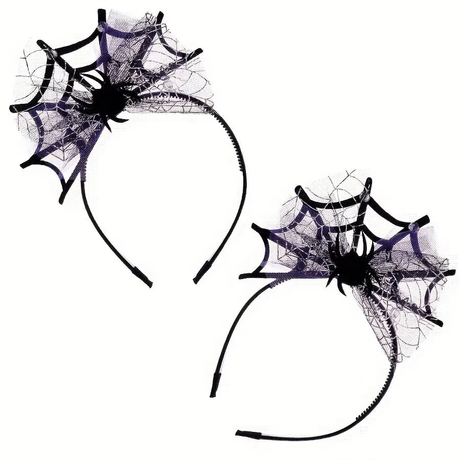 Halloween Spider Web Hair Bands – Lace Headband Set 2 Pcs Halloween Headband Set Axl