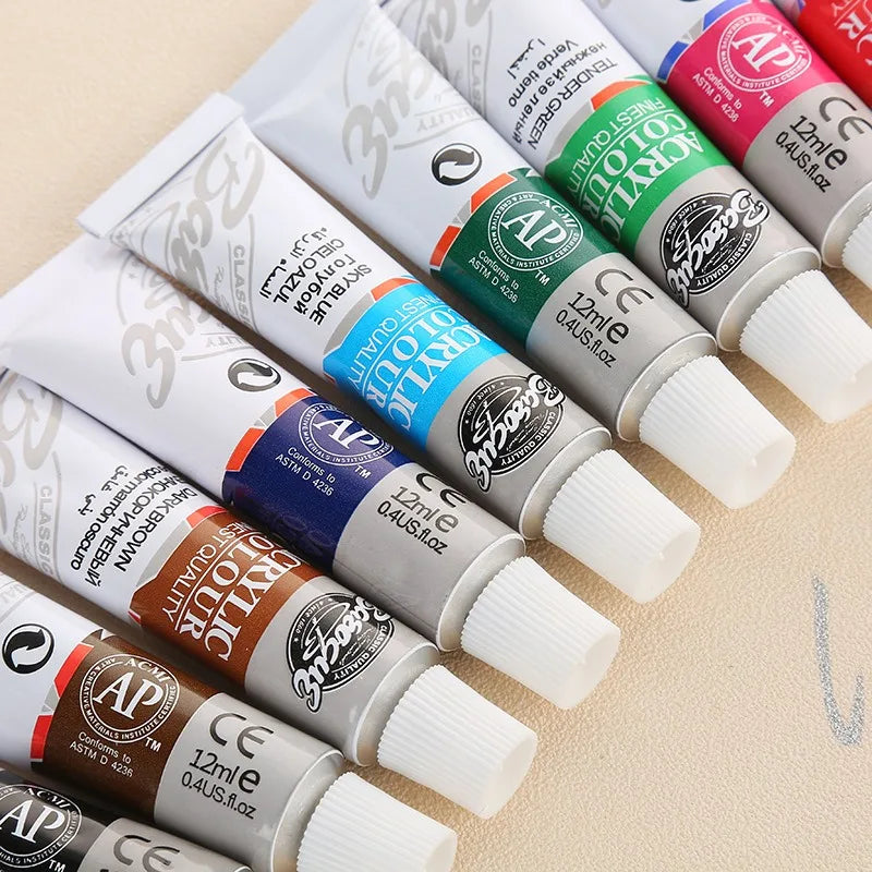 12-Color Acrylic Paint Set – Canvas, Stone, Ceramic & More Acrylic Paint Set Axl