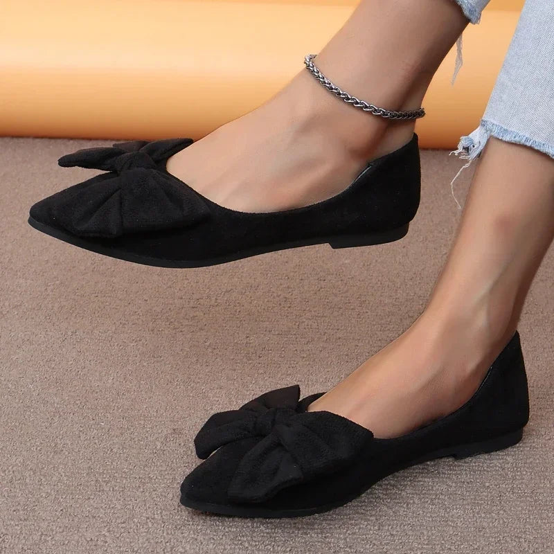Women's Pointed Toe Bow Flat Loafers | Casual Slip-On Flats Women's Flat Loafers Axl