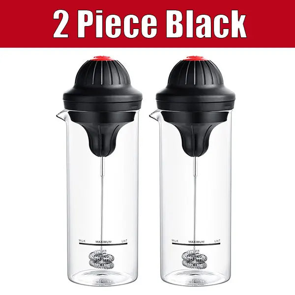 Handheld Electric Milk Frother & 500ml Glass Pitcher Set Milk Frother Set Axl 2PCS Black