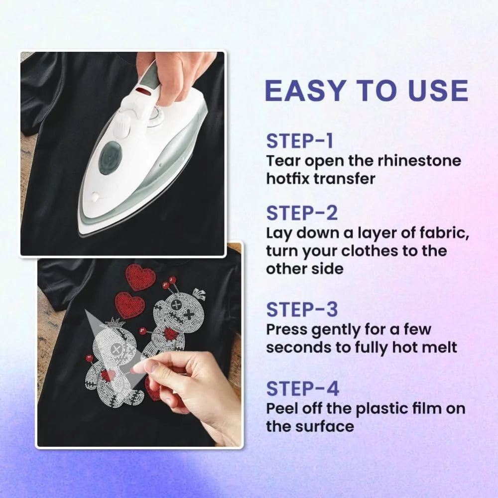 Glass Hotfix Rhinestone Iron-On Doll Appliqué 297x210mm Iron-On Appliqué Axl