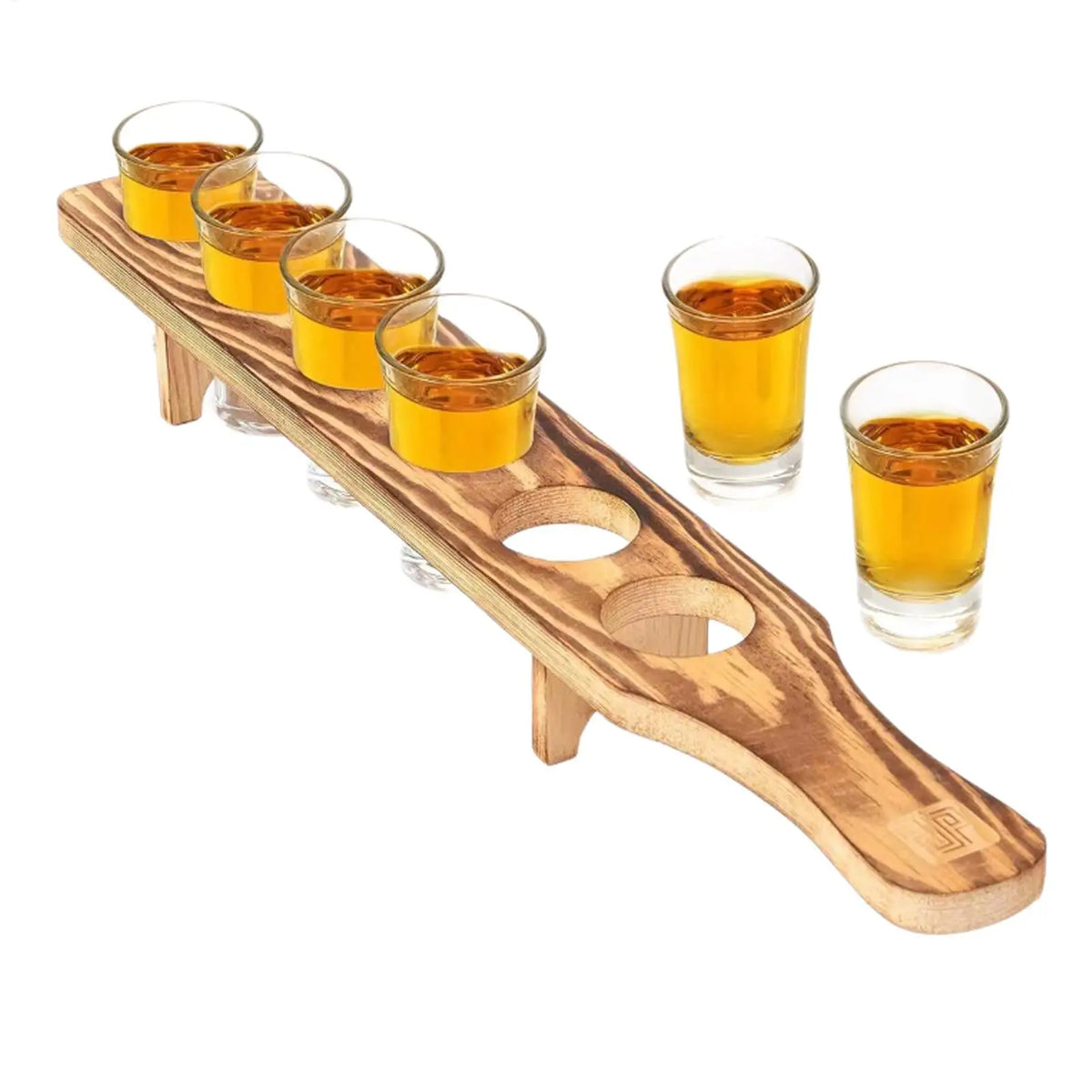 Wooden Shot Glass Serving Tray – 6-Hole Holder for Bar & Party Bar Serving Tray Axl