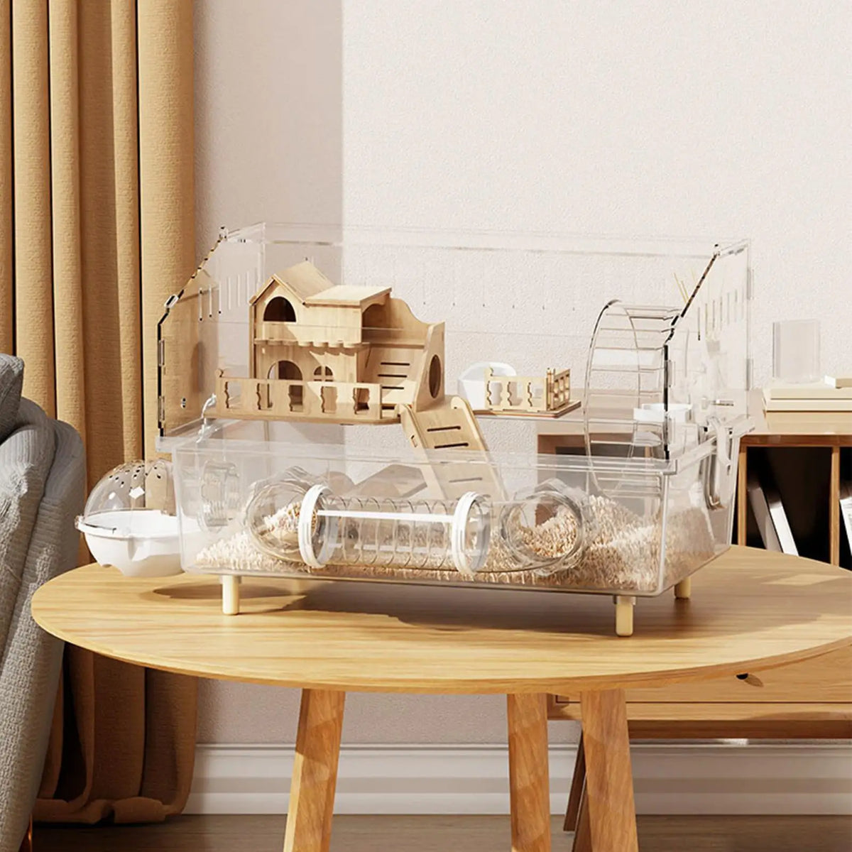 2-Layer Clear Acrylic Hamster Cage with Accessories Small Animal Cage Axl