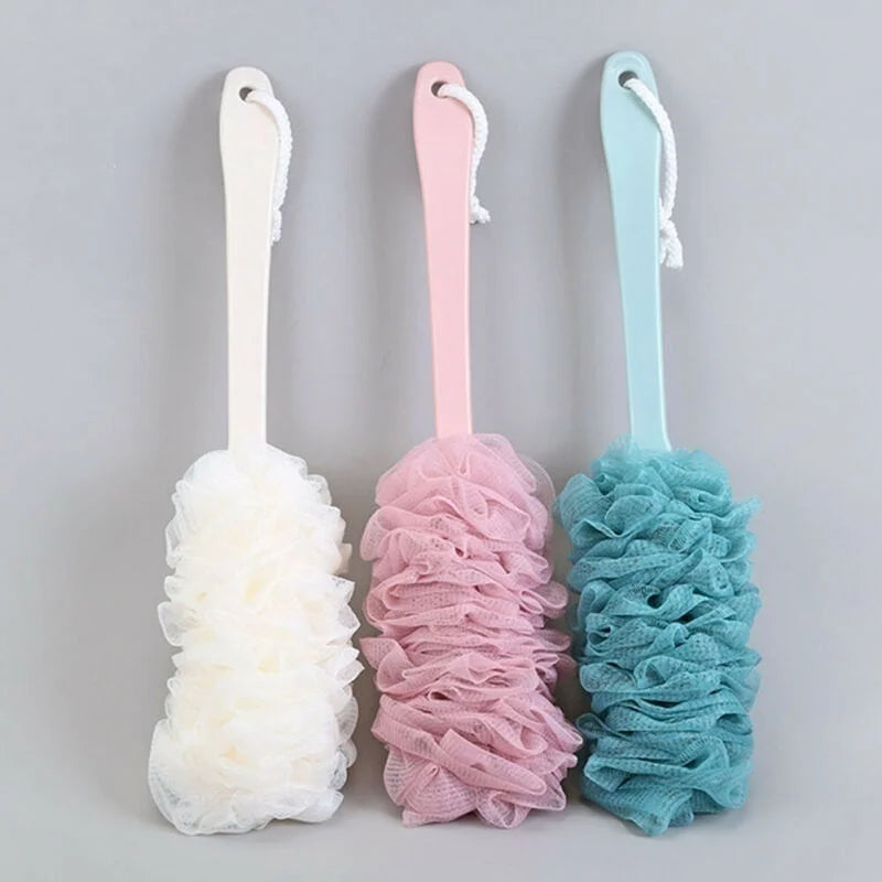 Long Handle Bath Brush – Soft Mesh Back Scrubber & Body Puff Bath Brush Axl