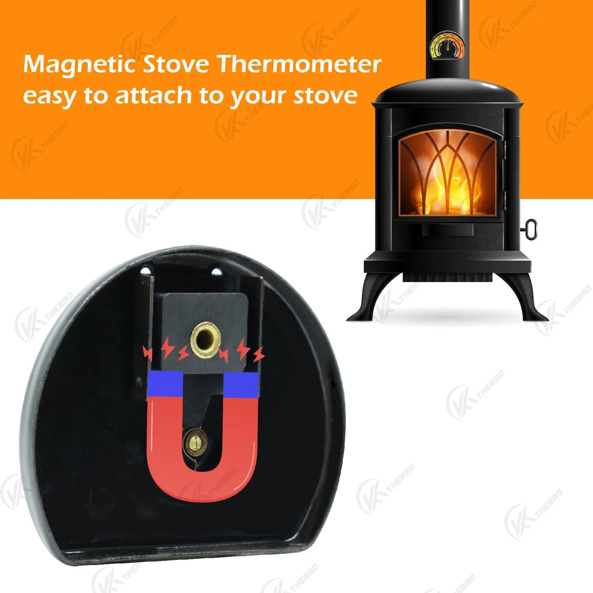 Magnetic Stove Thermometer for Wood Burning & Pellet Stoves Stove Thermometer Axl