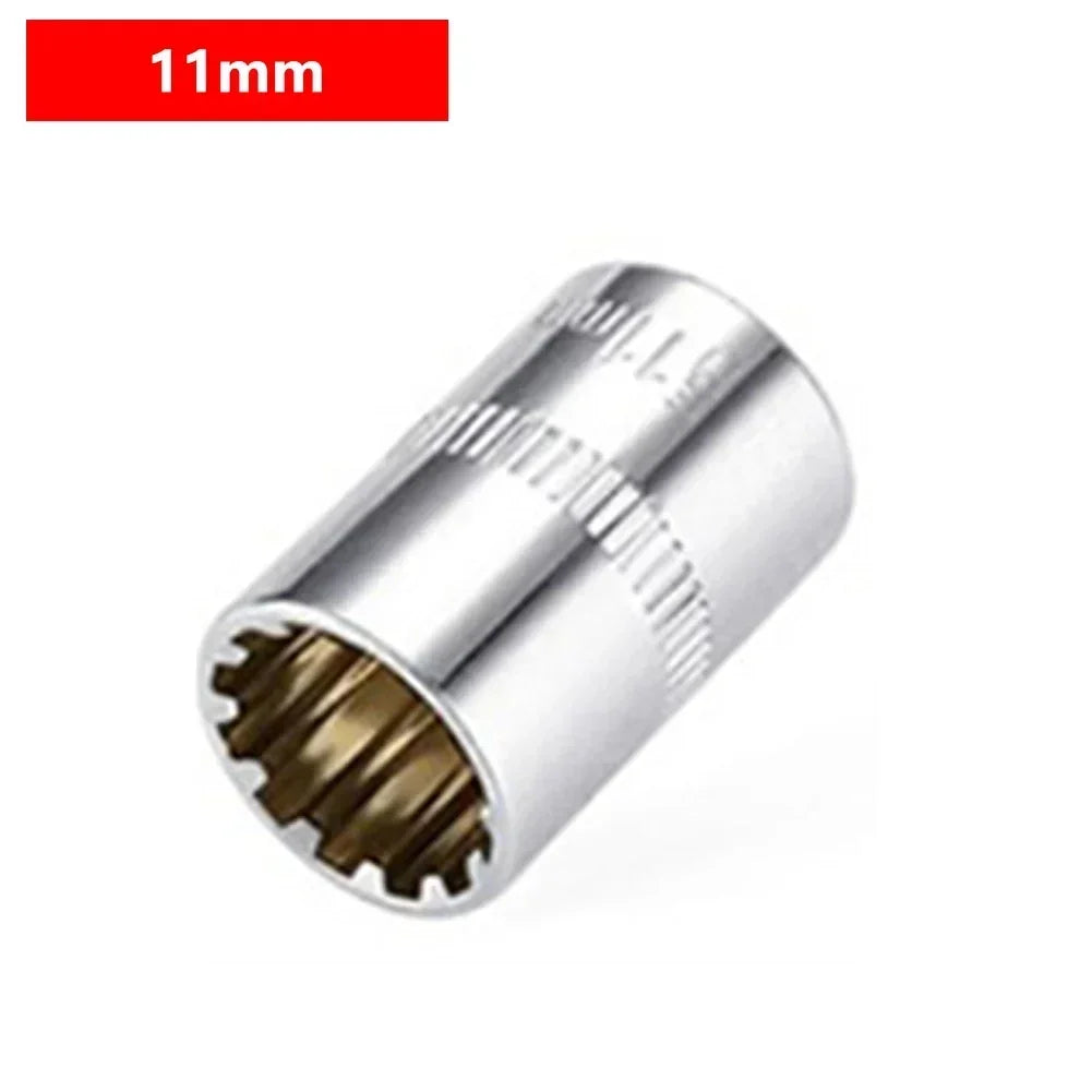 12-Point Mirror Short Socket Bit | 1/4" Drive 4–14mm Socket Bit Axl 11mm China Mainland