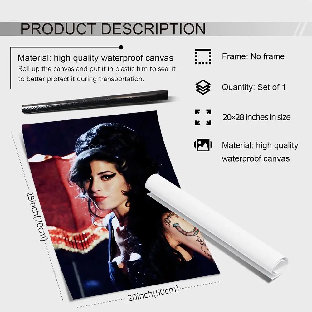 Amy Winehouse Canvas Wall Art – Frameless Music Poster Print Canvas Wall Art Axl
