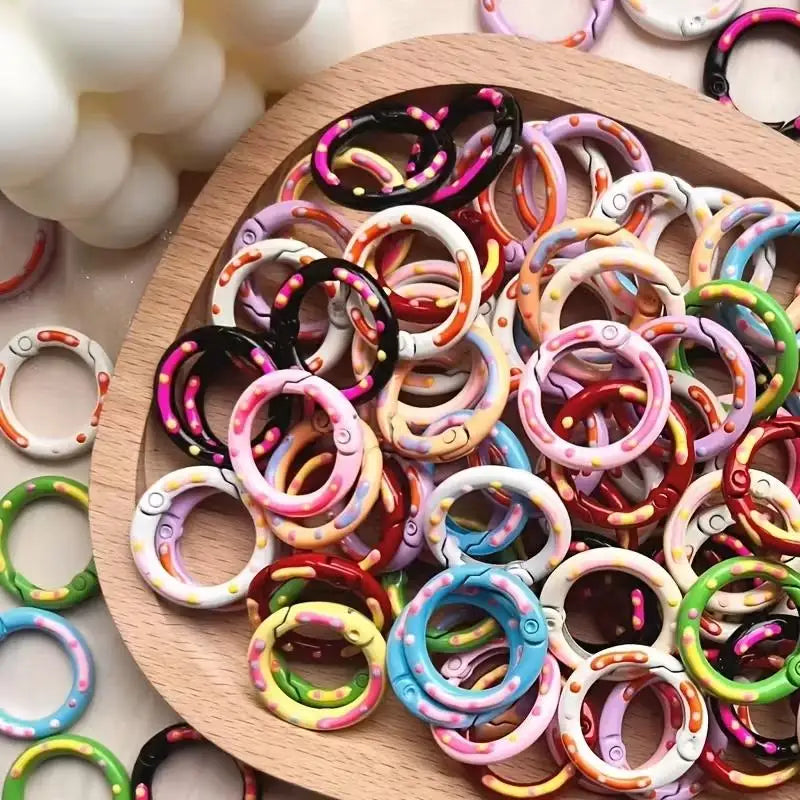 8-Piece Colorful Donut Spring Gate Carabiner Key Rings Set Carabiner Key Rings Axl