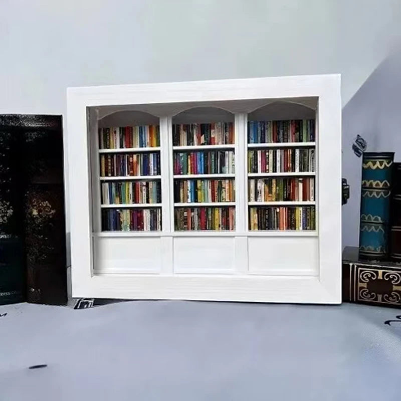 Miniature Wooden Bookshelf Ornament with 200 Mini Books Miniature Bookshelf Ornament Axl