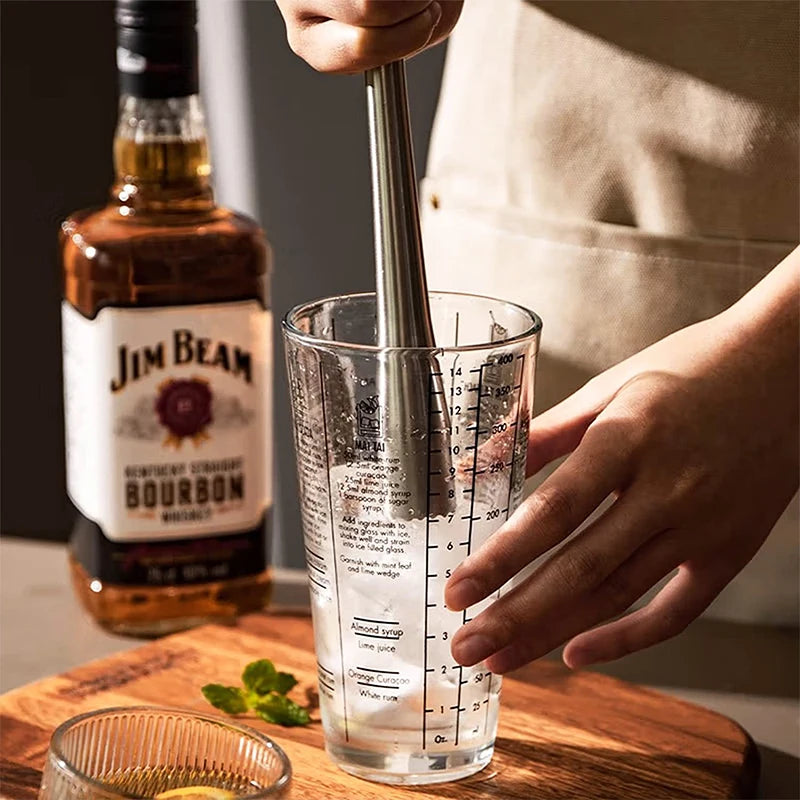 PGY Stainless Steel Cocktail Muddler & Bar Mixing Spoon Set Cocktail Bar Tool Set Axl