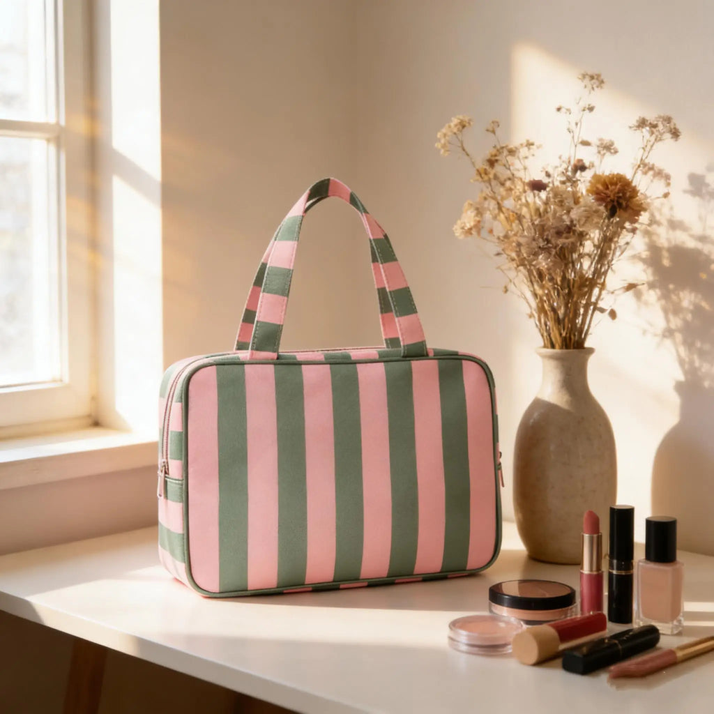Large Capacity Travel Cosmetic Bag – Elegant Polyester Organizer Travel Cosmetic Bag Axl