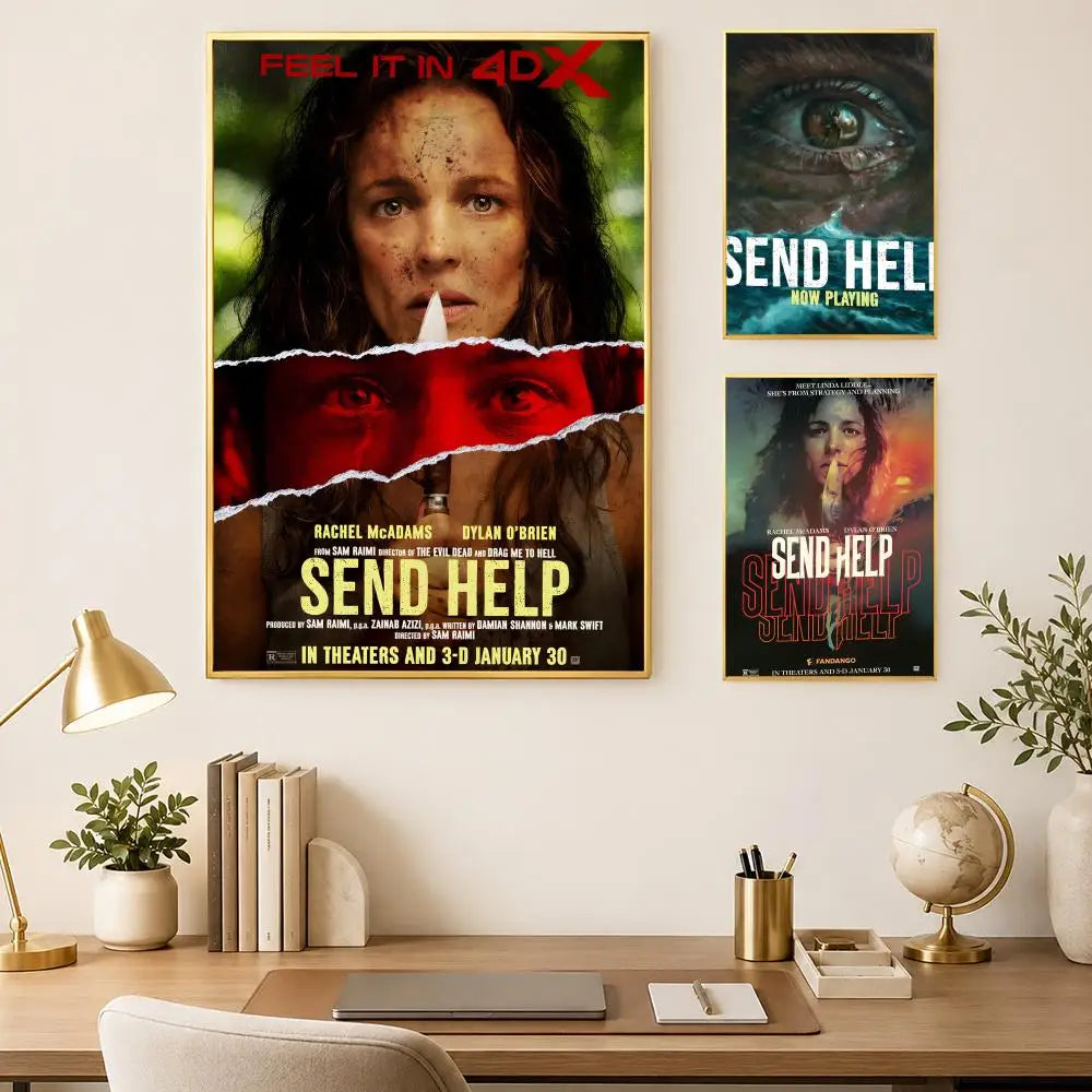 Send Help Funny Wall Poster – Self-Stick HD PVC Art Decor Wall Art Poster Axl