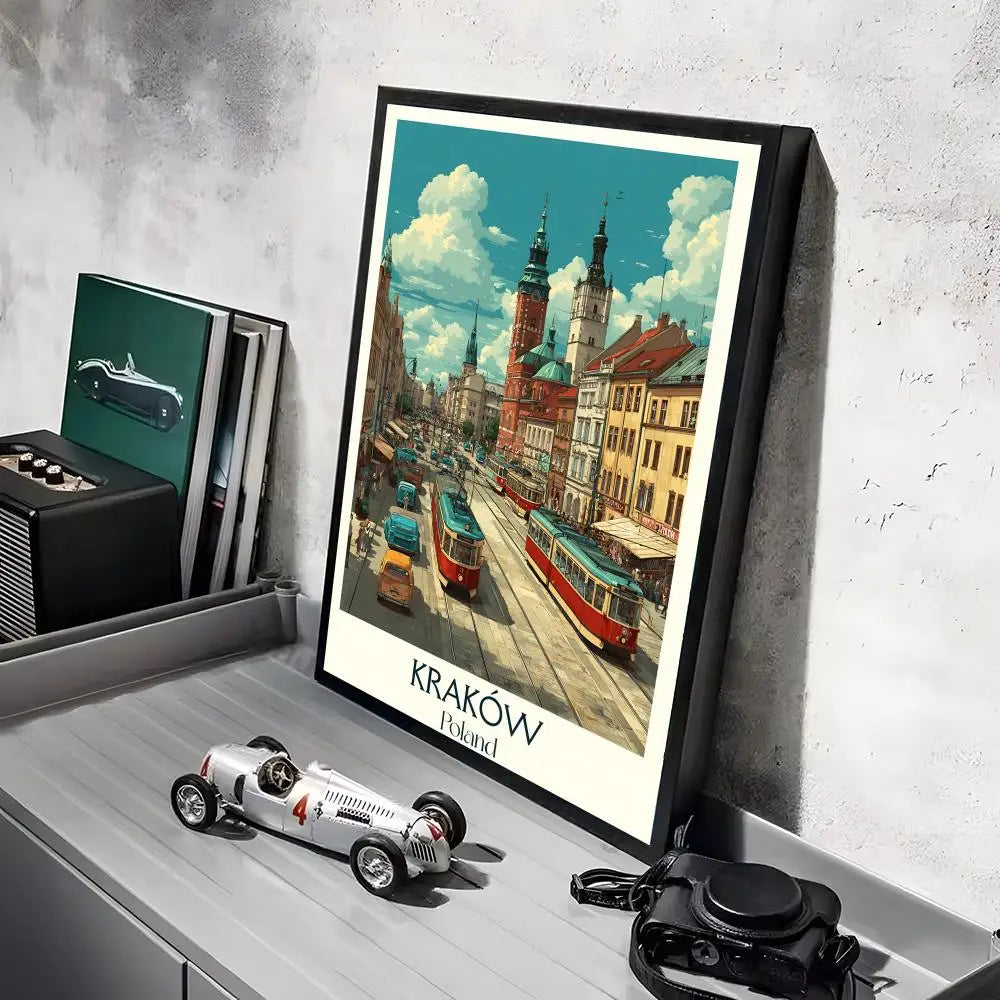 Vintage Poland City Minimalist Wall Art Poster Sticker Wall Art Poster Axl Black10 30X40cmNoframe