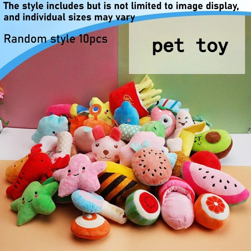 Squeaky Plush Dog Chew Toys – Chili & Eggplant 5/10 Pc Set Squeaky Dog Toy Axl Random style 10pcs