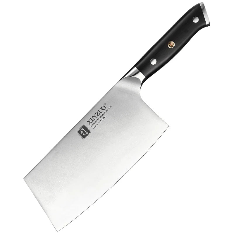 XINZUO Yu 8-Piece Knife Set | 1.4116 Steel & Ebony Handle Kitchen Knife Set Axl 1pc Cleaver