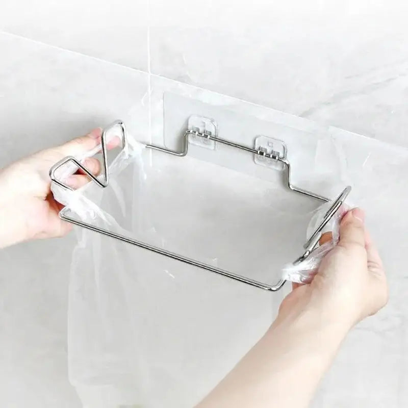Stainless Steel Cabinet Door Trash Can Rack – Punch-Free Cabinet Storage Rack Axl