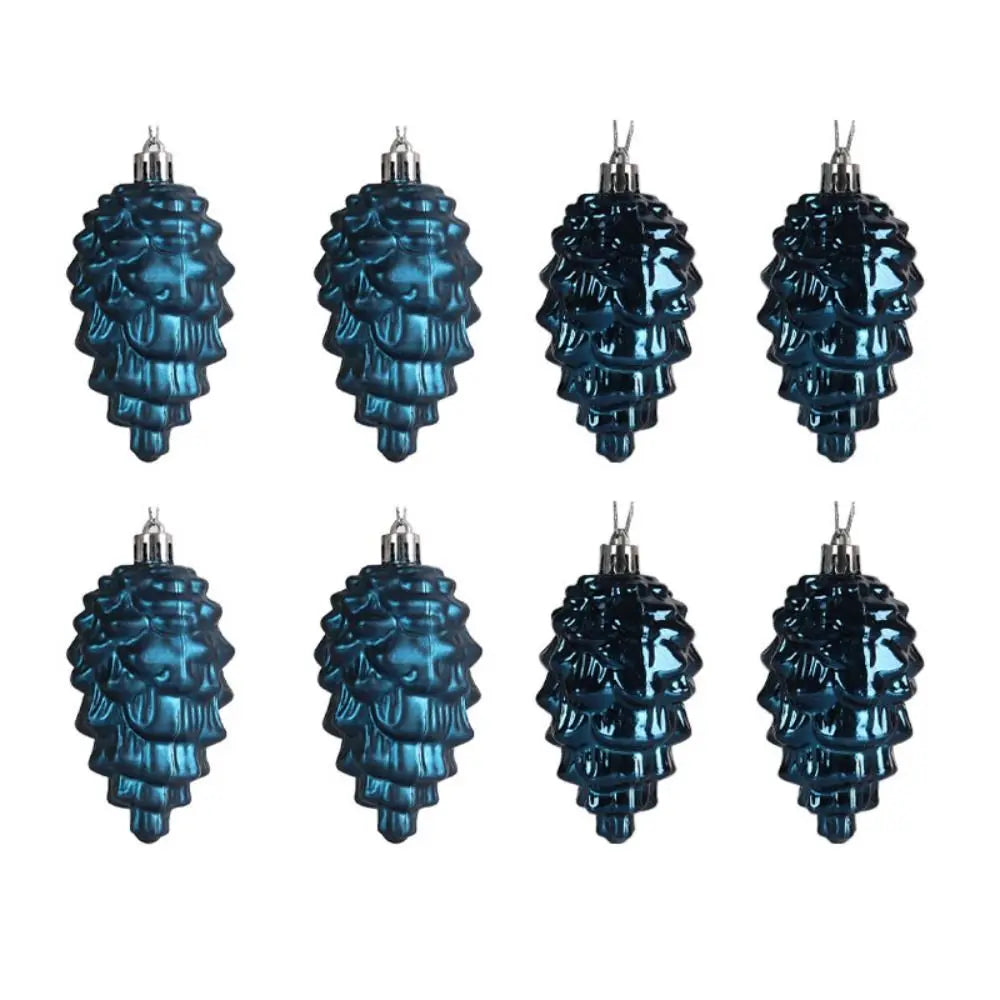 8-Pack Christmas Pine Cone Ornaments – Plastic Hanging Pendants Christmas Ornaments Axl navy blue