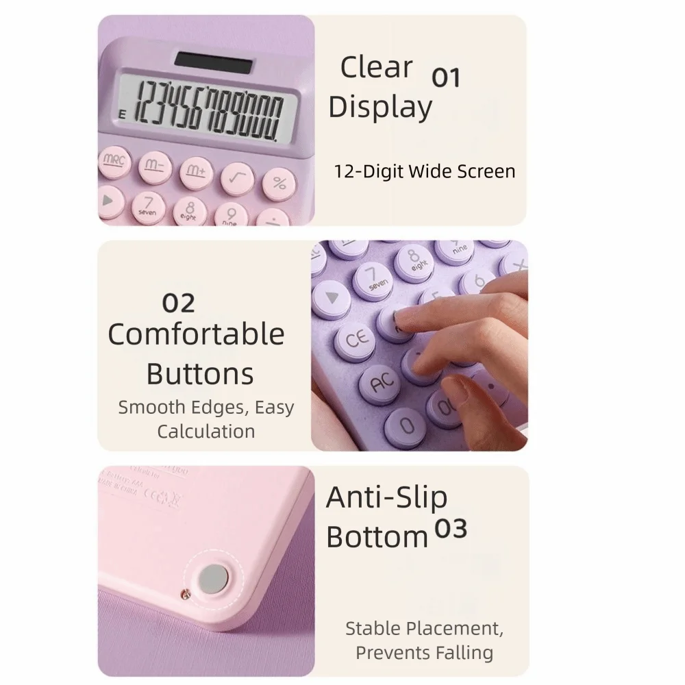 Solar Desktop Calculator – 12-Digit Candy Color Finance Tool Desktop Calculator Axl