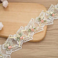 3D Flower Butterfly Lace Trim – White Embroidered Appliqué by Yard Lace Fabric Trim Axl E