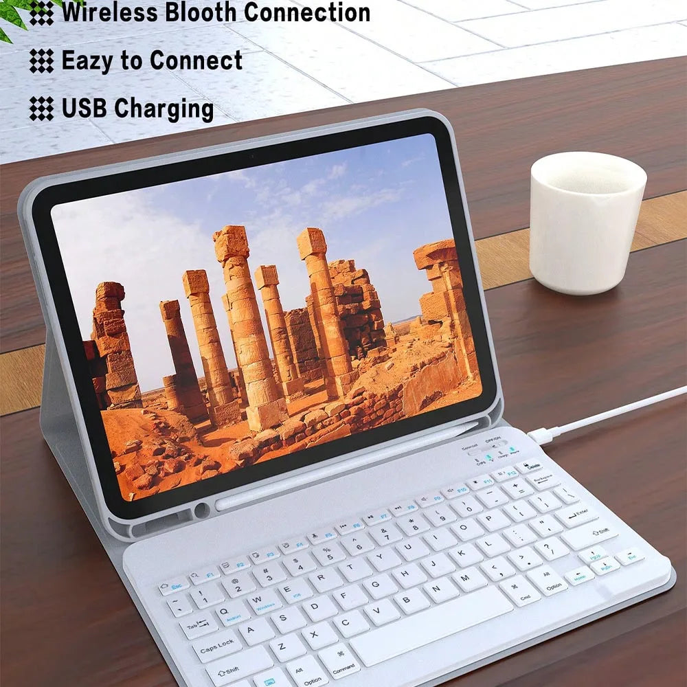 Bluetooth Keyboard Case iPad Pro 11 / Air / 10th 11th Gen – Gray Tablet Keyboard Case Axl
