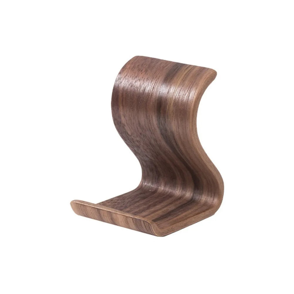 Solid Wood Phone Stand – Portable Wooden Mobile Holder Desk Wooden Phone Stand Axl S-Black Walnut