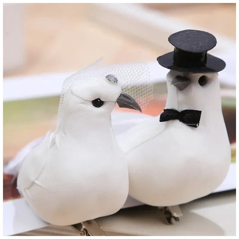 White Dove Couple Figurines – Garden & Home Hanging Décor Pair Garden Bird Figurines Axl WHITE