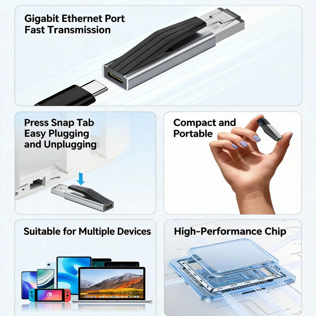 USB-C to Ethernet Adapter 1Gbps Gigabit RJ45 Network Converter Network Adapter Axl
