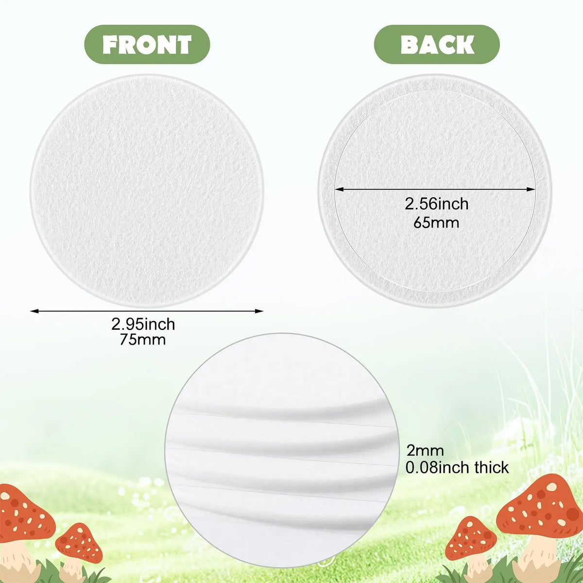 Mushroom Filter Discs 24-Pack – Moisture Preservation Pads Mushroom Filter Pads Axl