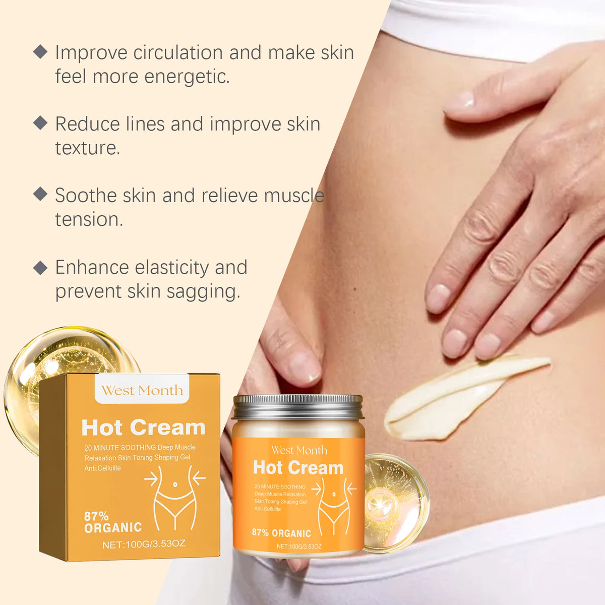 Hot Body Slimming Cream – 87% Organic Anti-Cellulite Lotion 100g Body Slimming Cream Axl