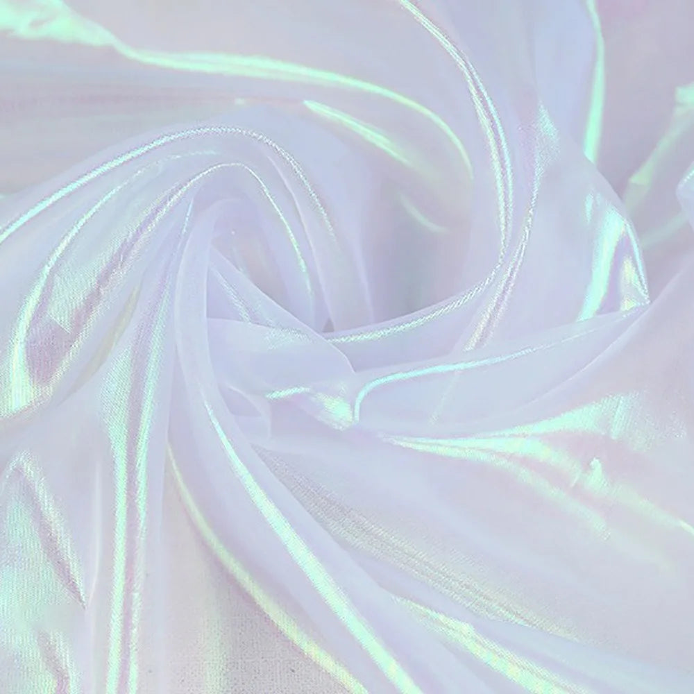 Laser Organza Tulle Fabric – Shiny Voile for Wedding & Stage Organza Tulle Fabric Axl White L