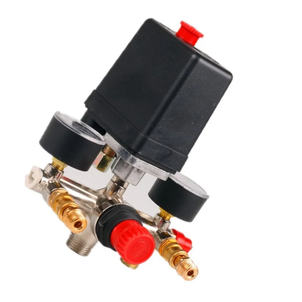 90–120 PSI Air Compressor Pressure Switch Valve & Dual Gauges Pressure Switch Valve Axl