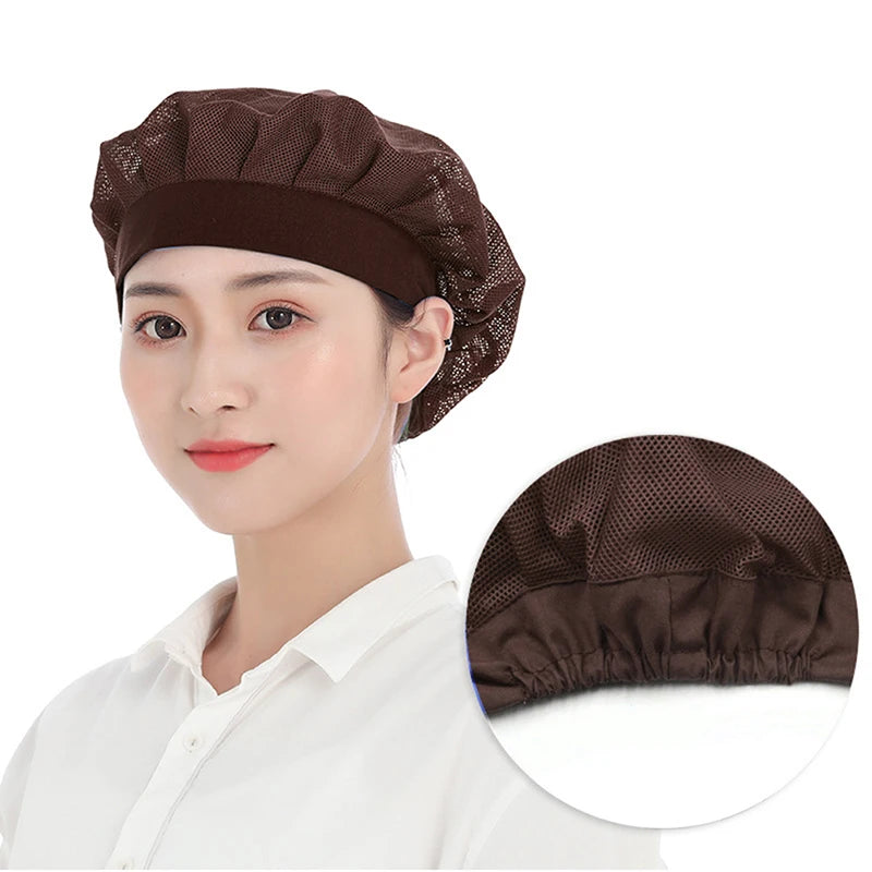 Unisex Elastic Mesh Chef Hat – Breathable Workwear Cap Chef Workwear Hat Axl Coffee