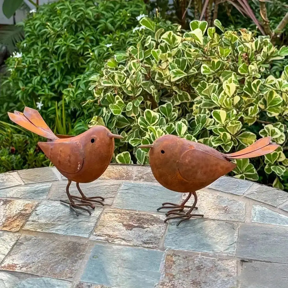 Retro Metal Bird Garden Sculptures – Iron Art Decor Set of 2 Garden Sculpture Axl